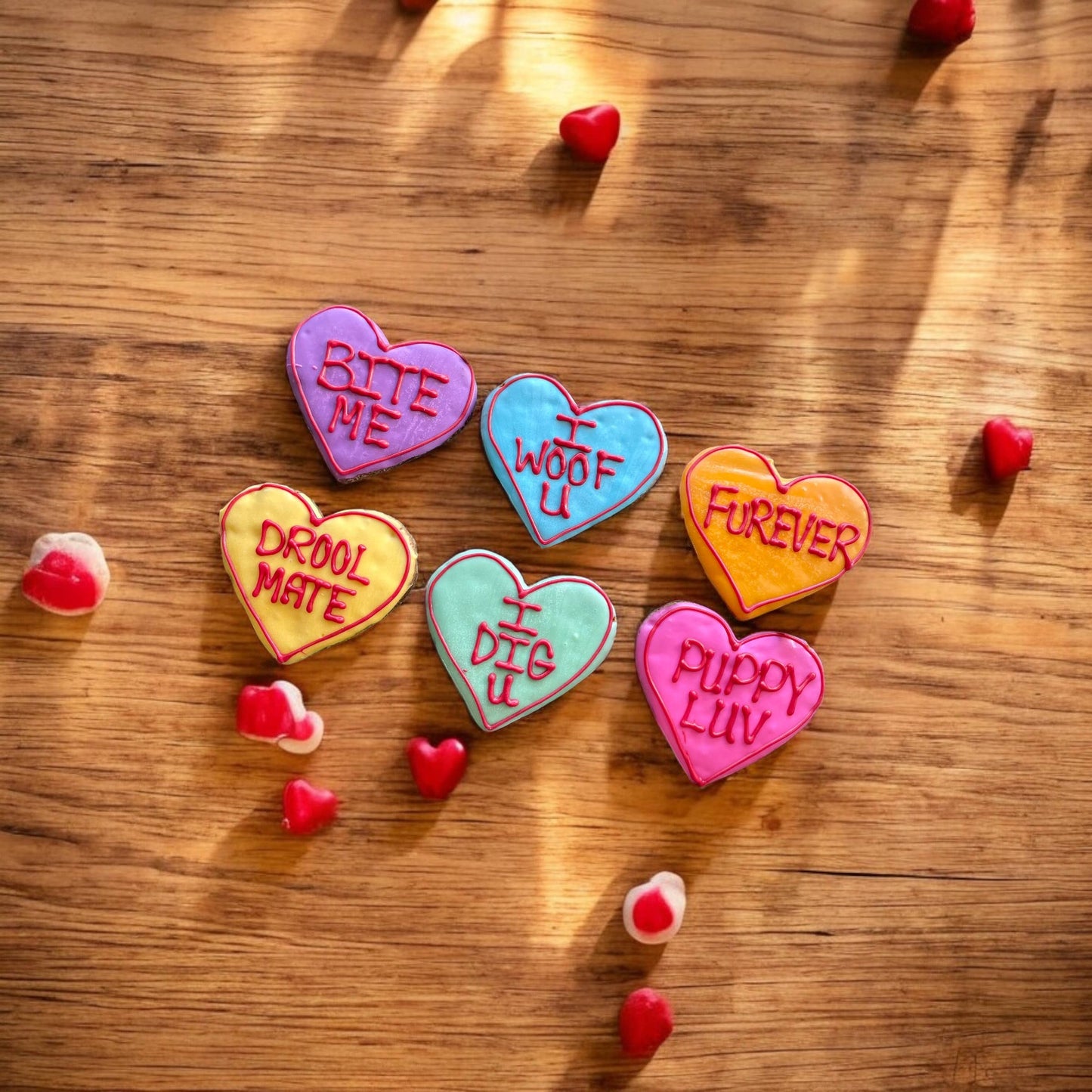 Large Conversation heart dog treats