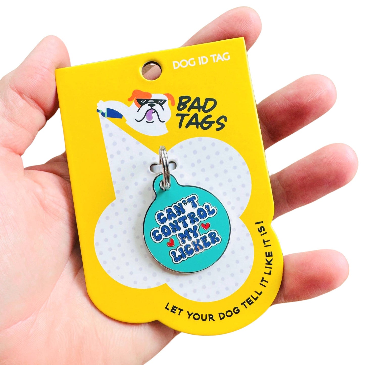 Dog Tag Collar Charm - Can't Control my Licker - QR Code