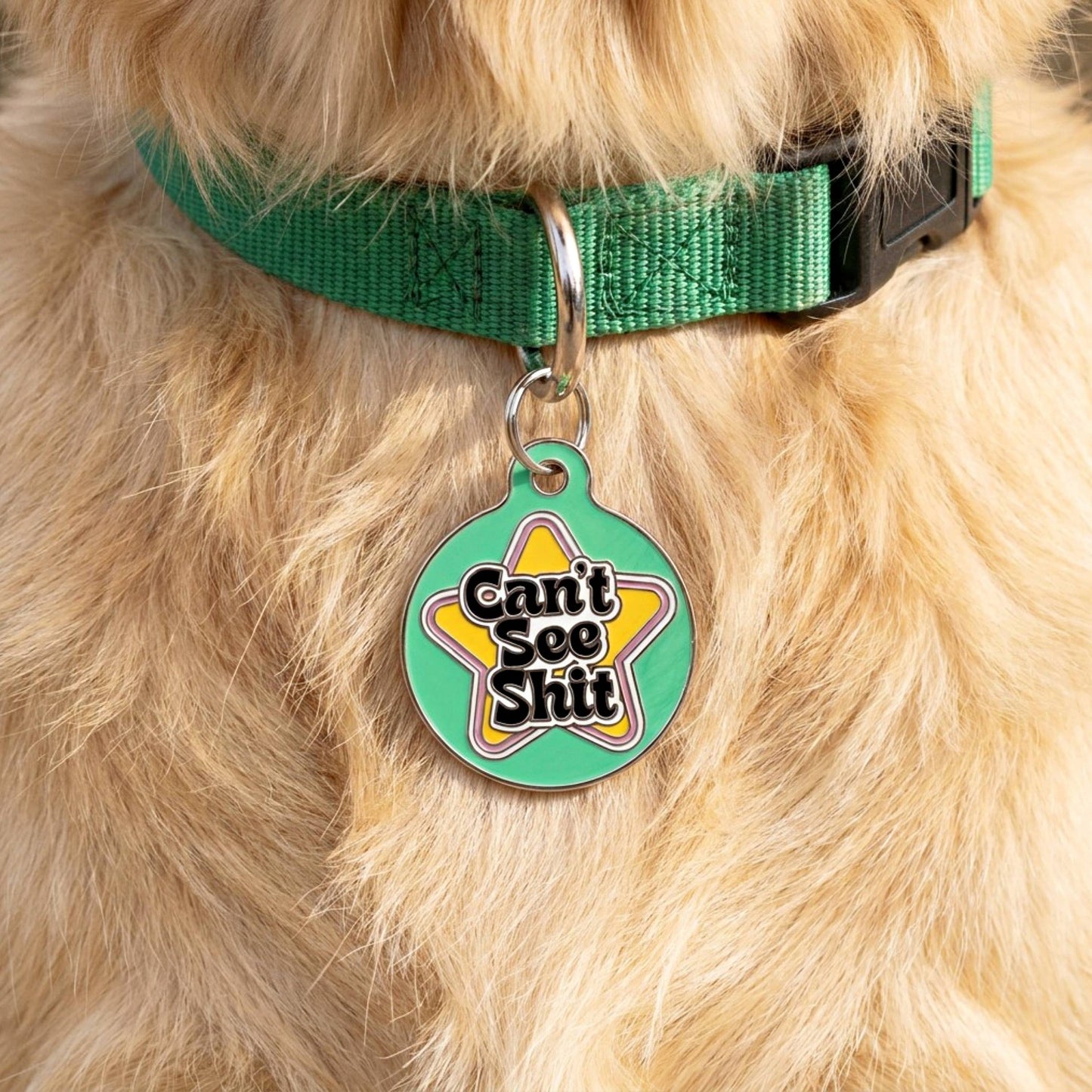 Funny Dog Tag Charm or Pet ID Tag - Can't See Shit