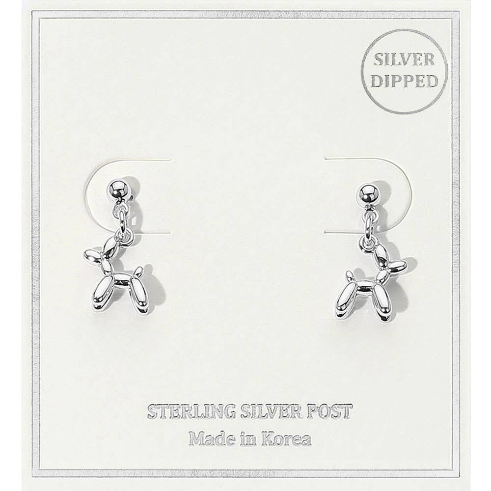 18K Gold Dipped Balloon Dog Dangle Earrings