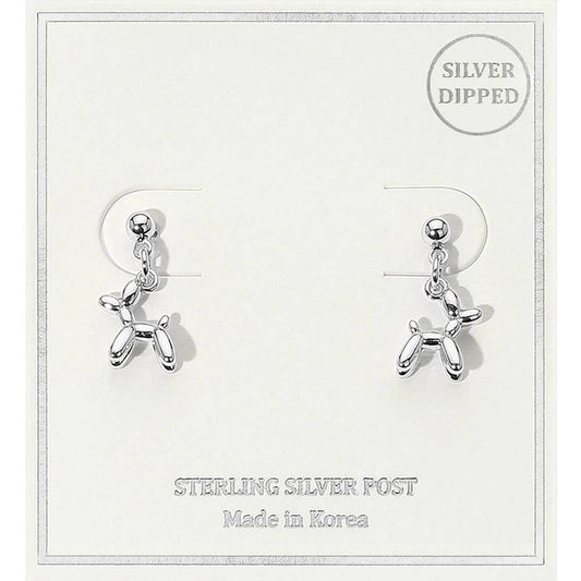 18K Gold Dipped Balloon Dog Dangle Earrings