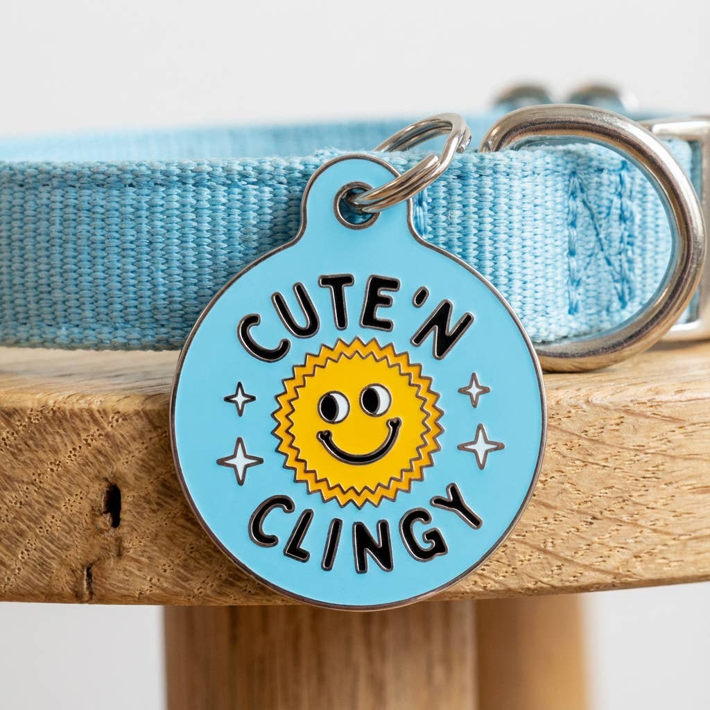 Dog ID Tag w/QR Code - Cute N Clingy Blue