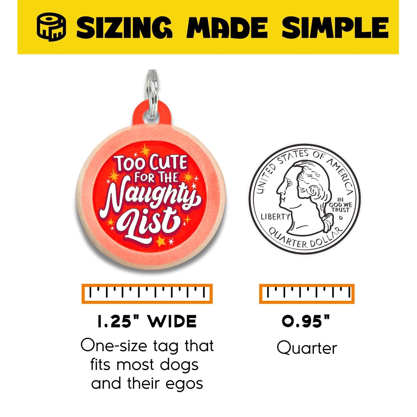 Holiday Dog Collar Charm - Too Cute for the Naughty List