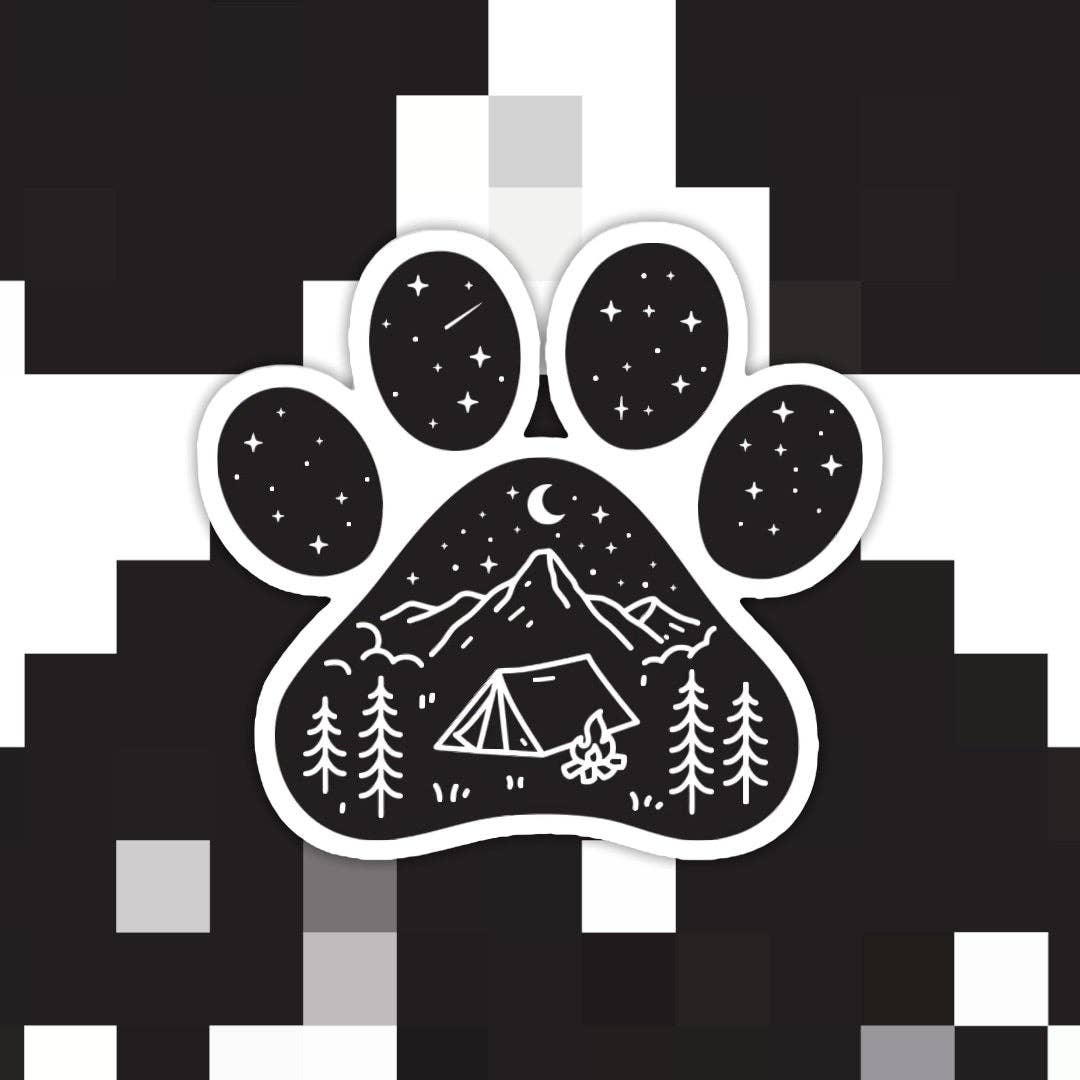 Dog Paw Camping Tent Sticker