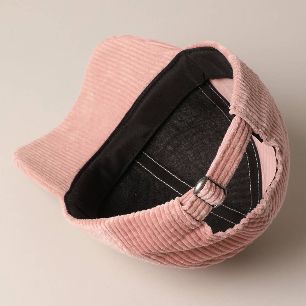 Cat Mom Chenille Patch Corduroy Baseball Cap