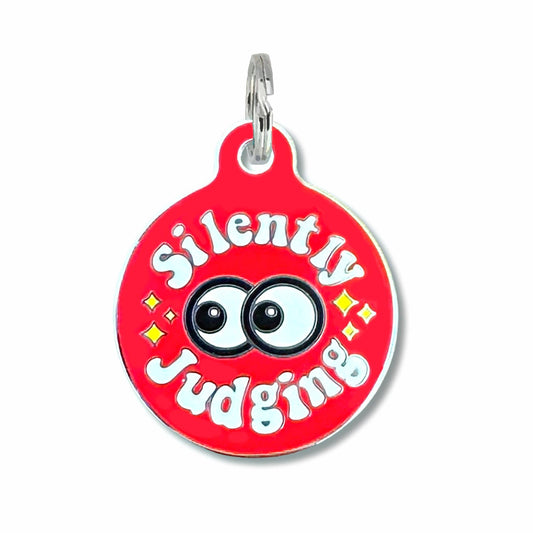 Dog Tag Collar Charm - Silently Judging - QR Code