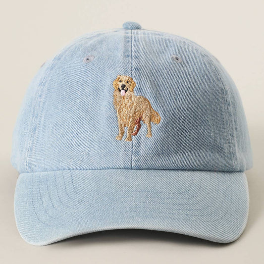 Golden Retriever Embroidered Denim Baseball Cap