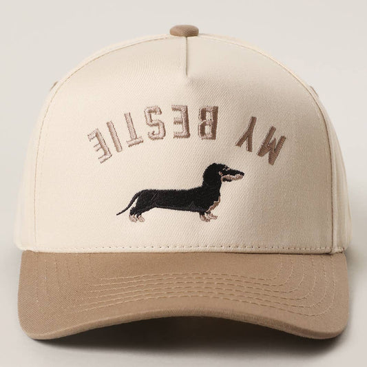 MY BESTIE Dachshund Embroidery Two-Tone Trucker Hat