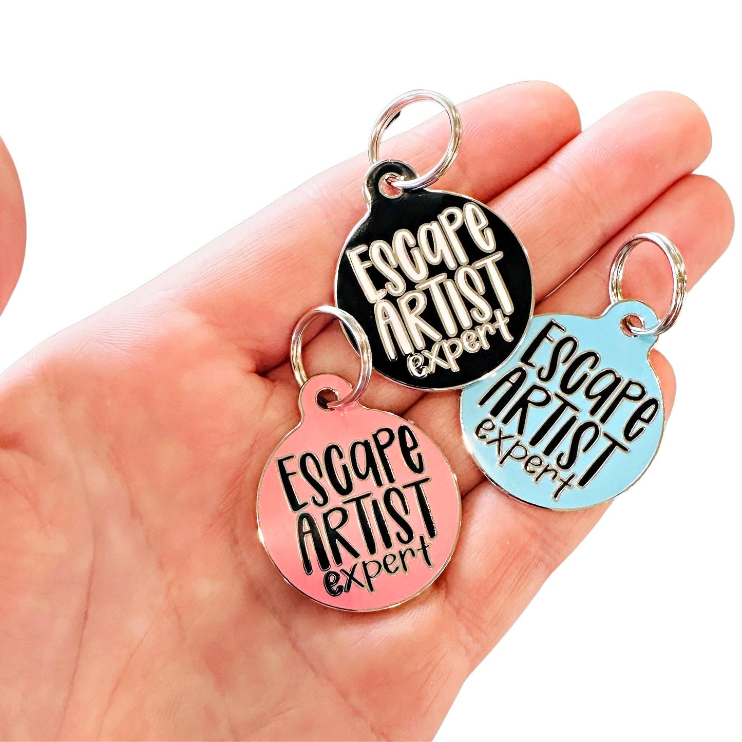 Dog Tag Collar Charm - Escape Artist Expert - QR Code