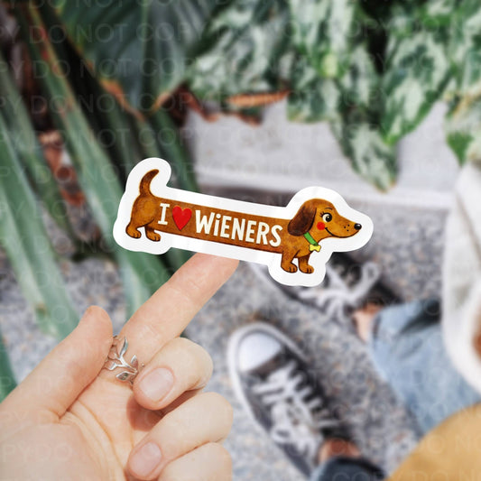 I Love Wieners, Dachshund Dog Sticker