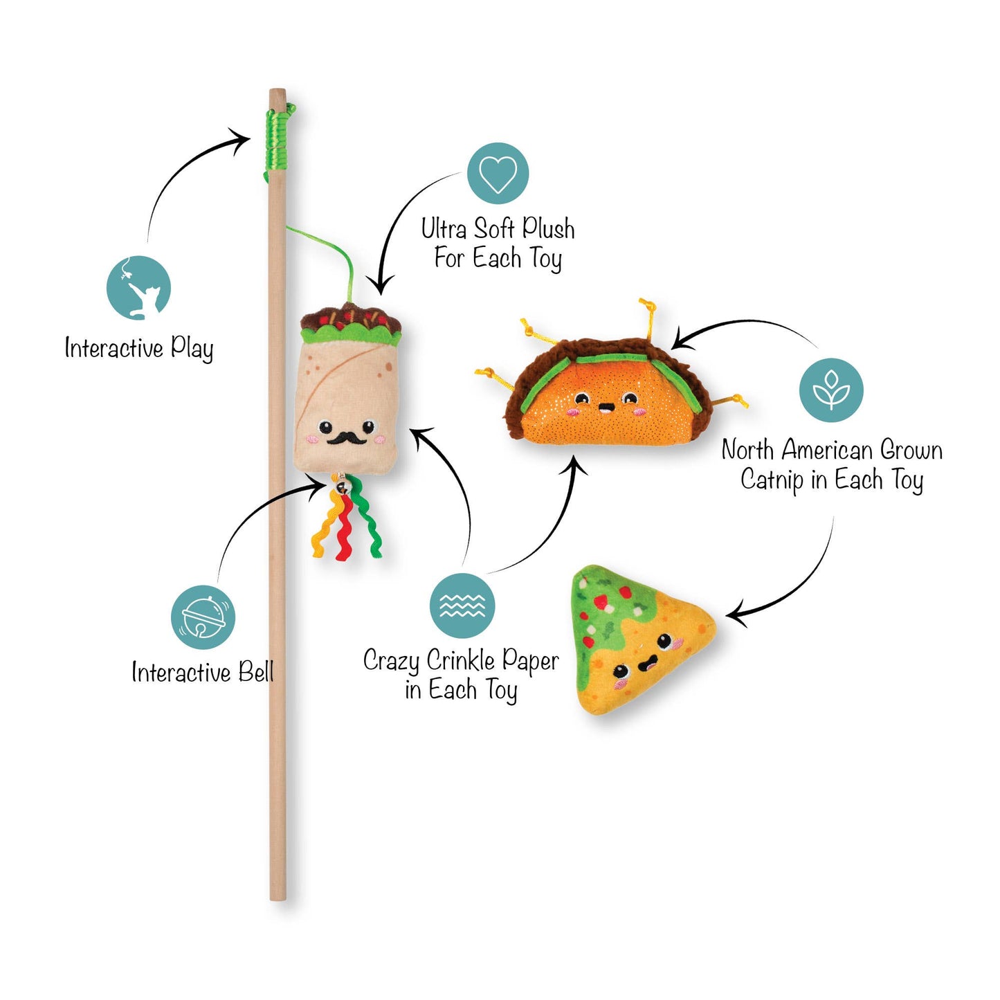 FEELING LIKE A GUAC-STAR 3PCS MULTI PACK CAT TOY