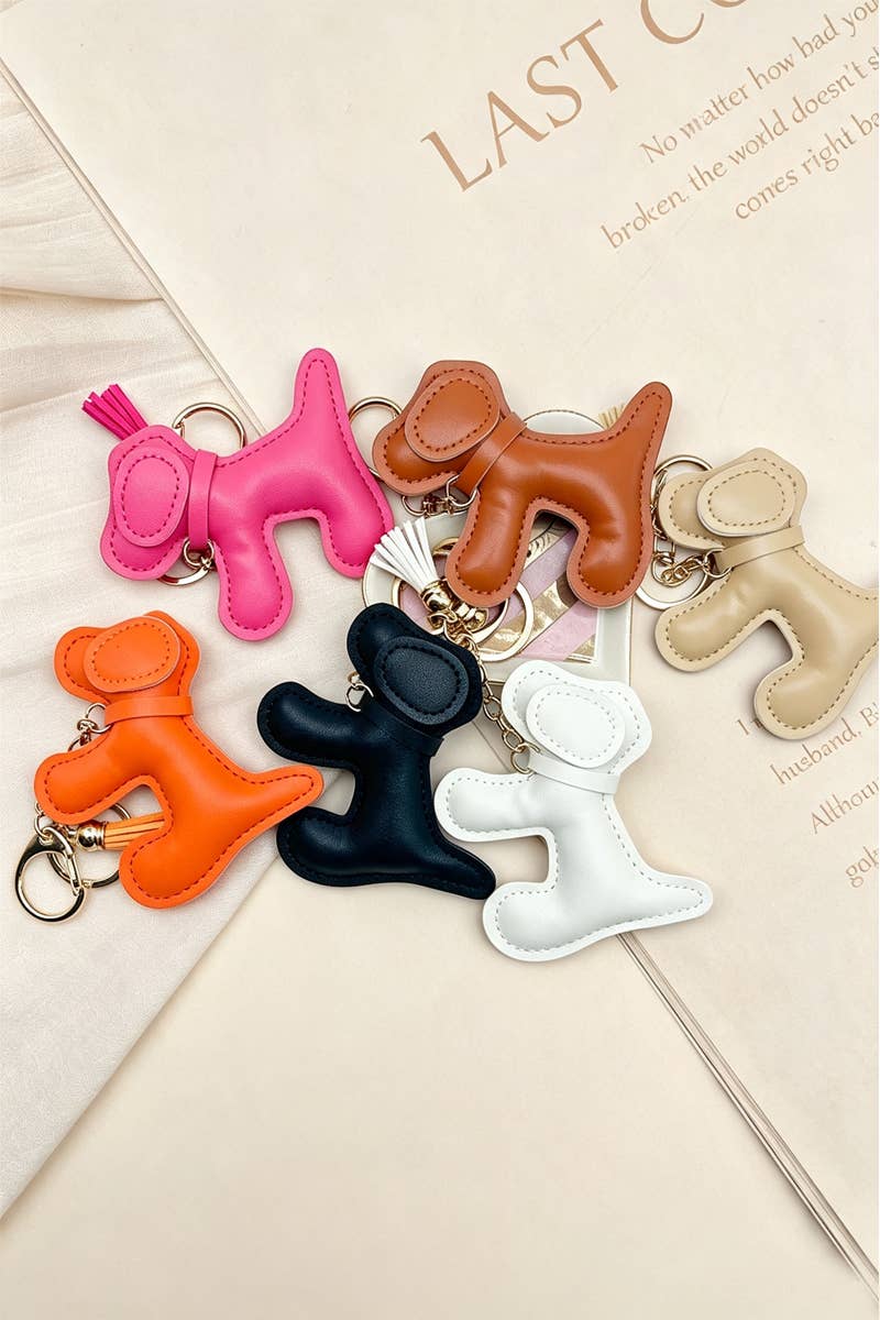 Vegan Leather Dog Bag Charm Keychain (Assorted)