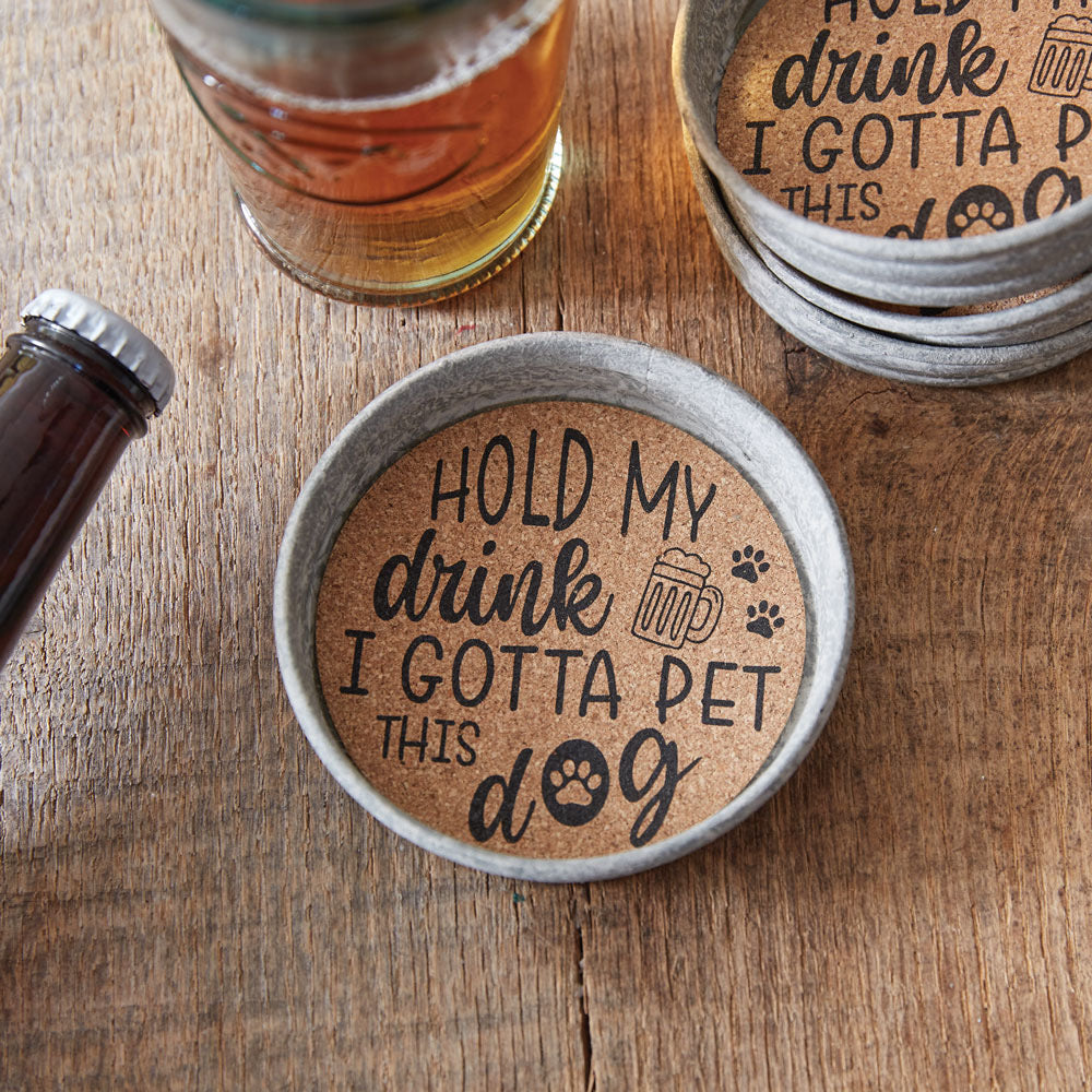 Set of Four Mason Jar Lid Coasters - Pet This Dog