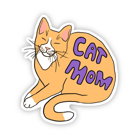 Cat Mom Sticker - Purple Lettering
