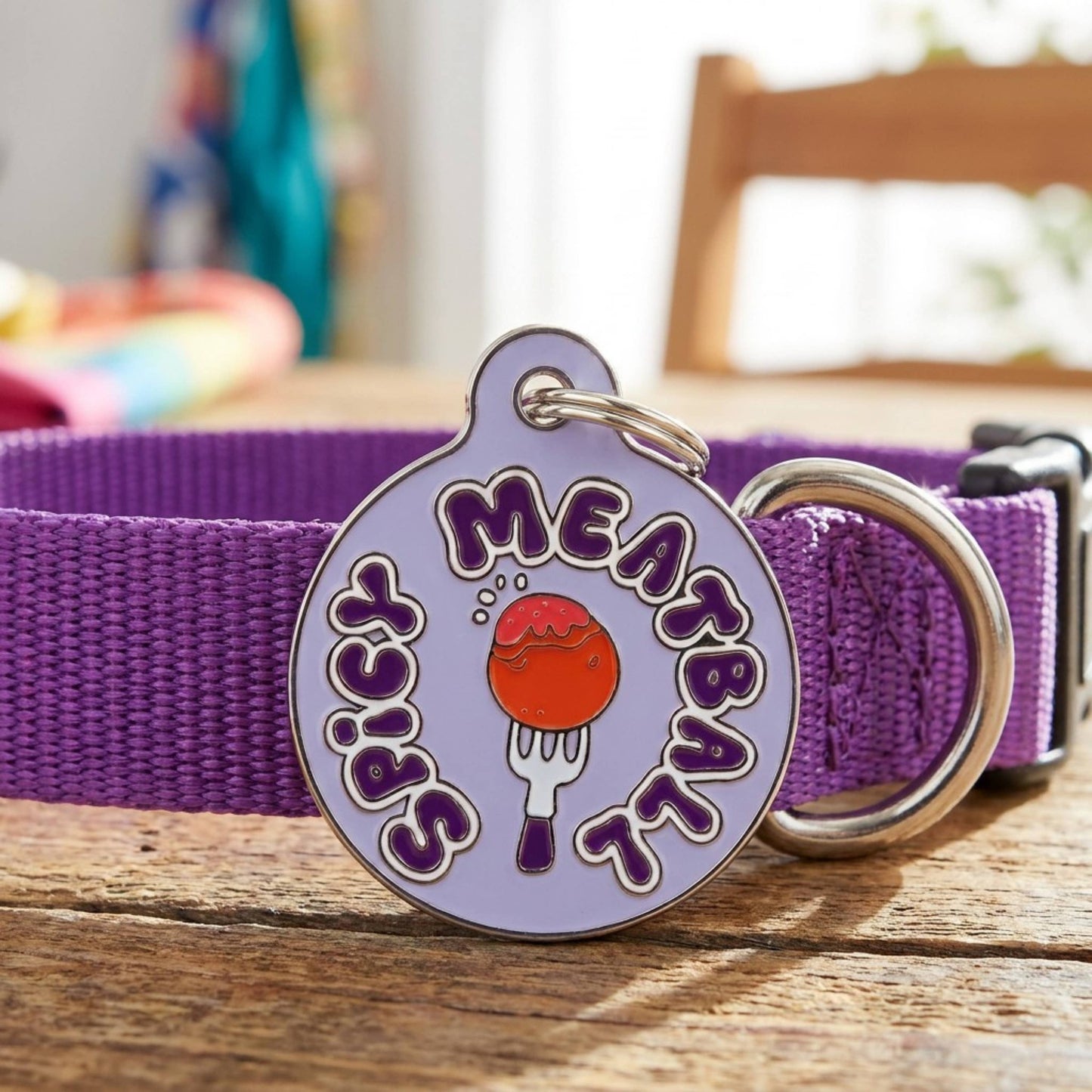 Funny Dog Tag Charm or Pet ID Tag - Spicy Meatball