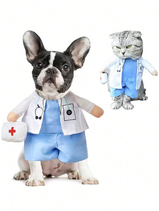 Halloween Funny Pet Costume, Veterinarian Standing Outfit, Pet Transformation Clothes, Silly Upright Dress For Dogs And Cats, Pet Photography Props, Pet Cosplay Apparel, Halloween Party Outfit