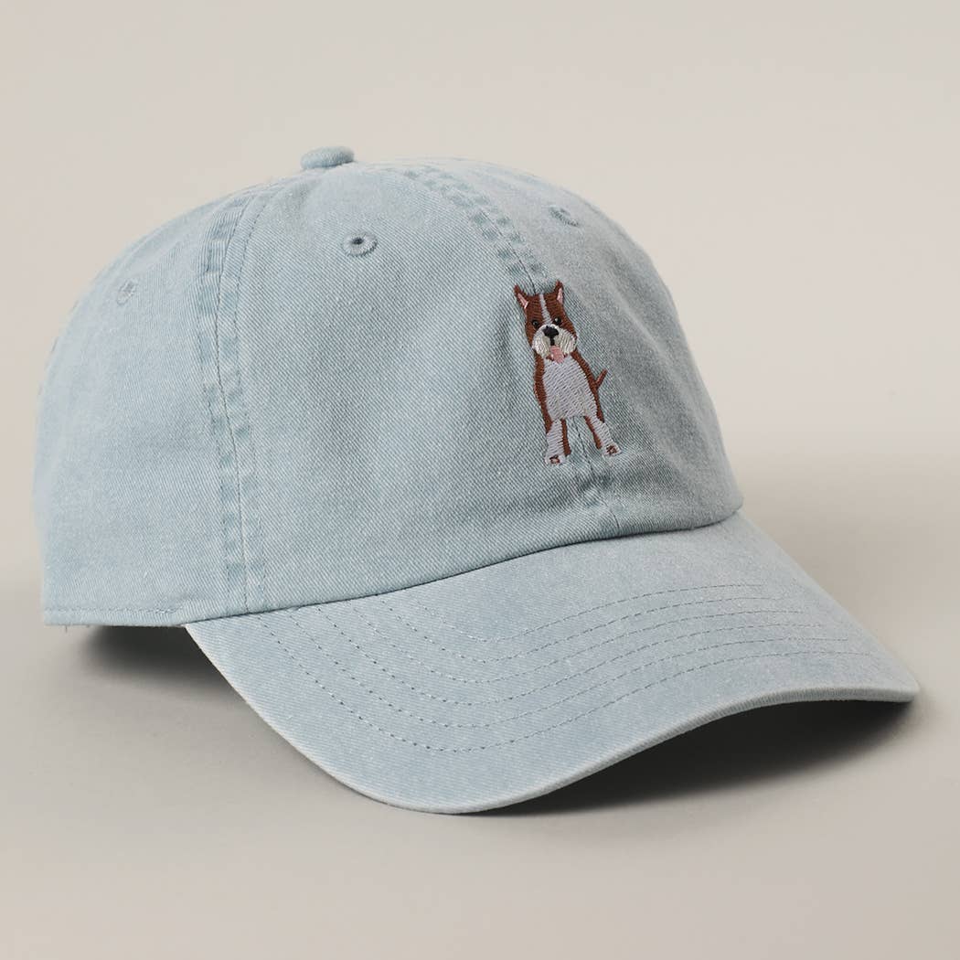 BROWN Pit Bull Embroidered Pigment Dyed Cotton Baseball Cap