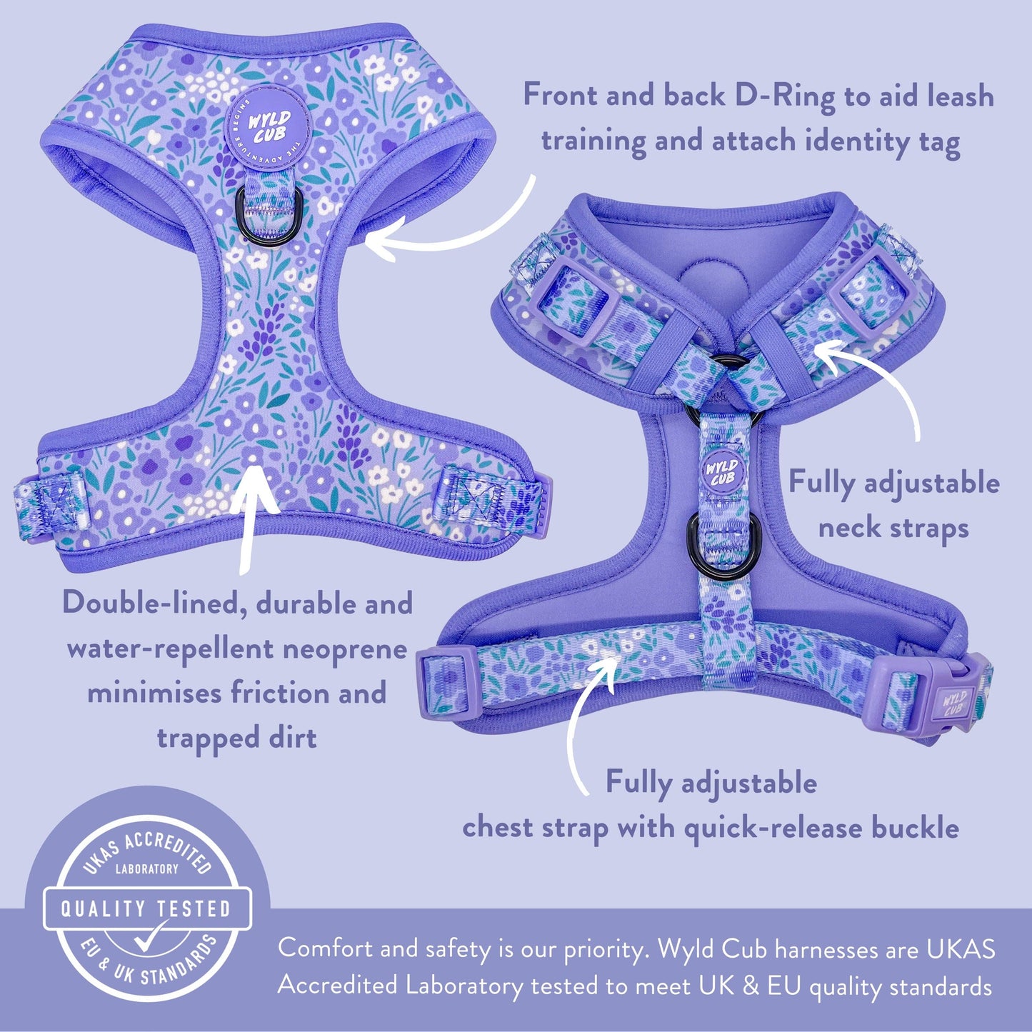 Adjustable Dog Harness: Notting Hill Wisteria