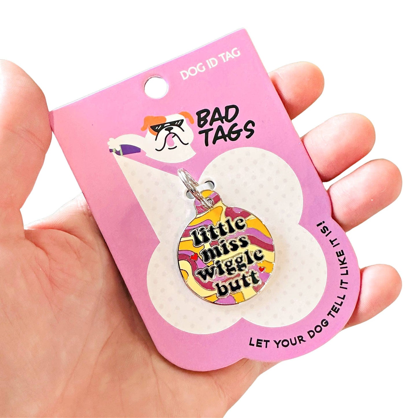 Dog Tag Collar Charm - Little Miss Wiggle Butt - QR Code