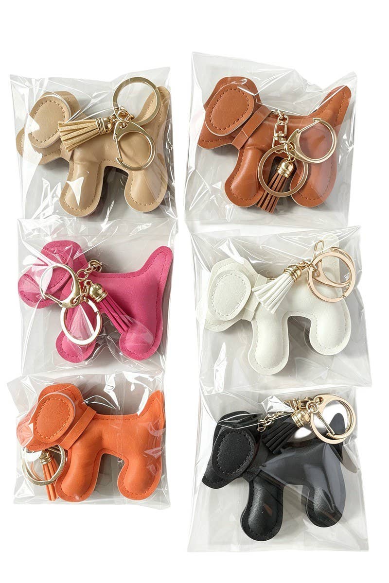 Vegan Leather Dog Bag Charm Keychain (Assorted)