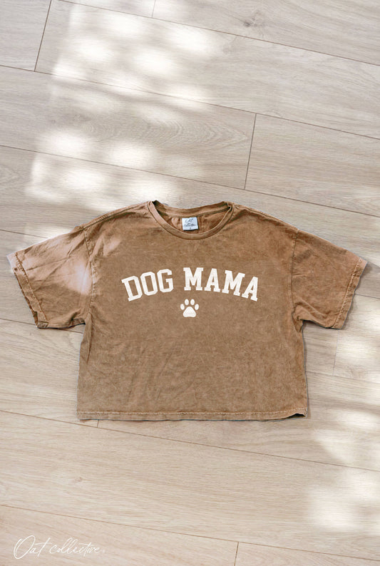 DOG MAMA Cropped Mineral Graphic Top