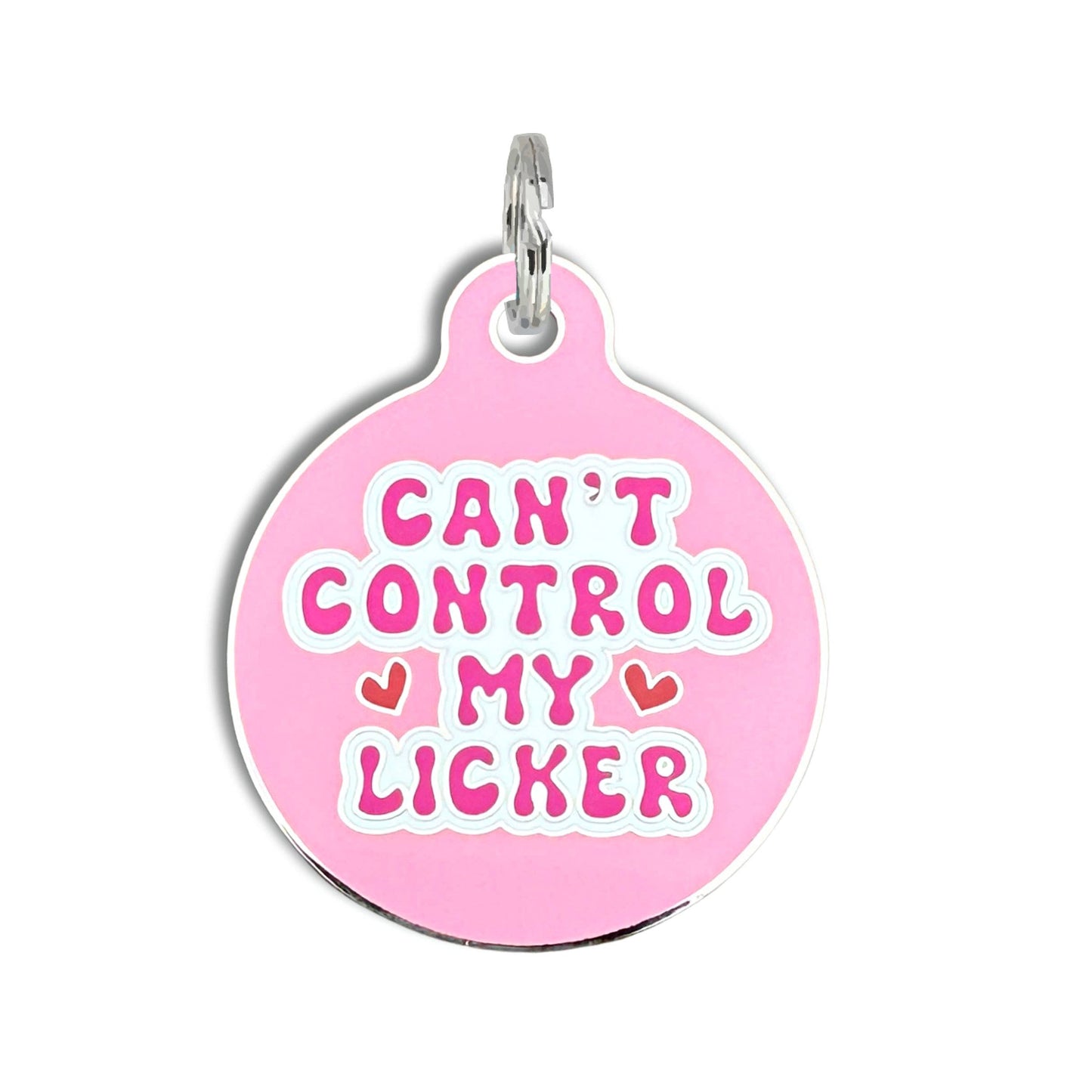Dog Tag Collar Charm - Can't Control my Licker - QR Code