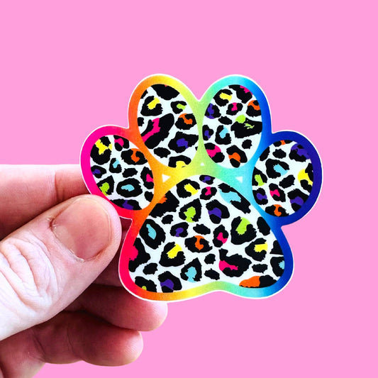 Rainbow Paw Print Vinyl Sticker 