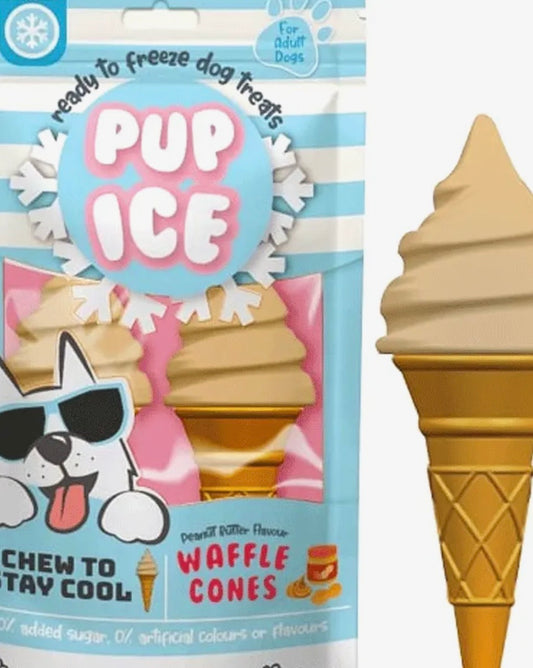 Pup Ice Waffle Cone Vanilla and Peanut Butter