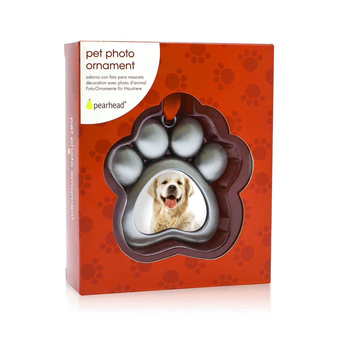 Paw Shaped Pet Picture Holiday Ornament - Silver