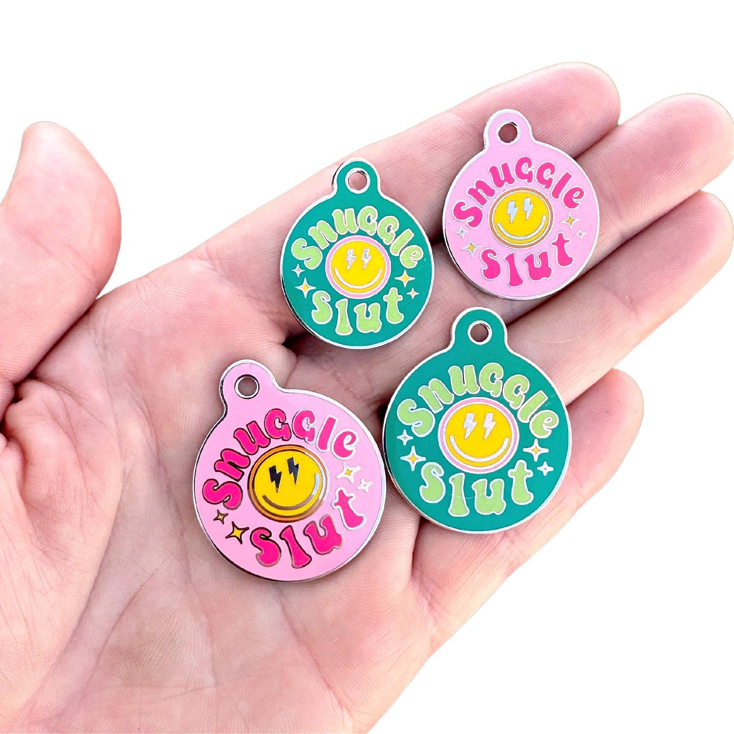 Funny Dog ID Tag with Personalized QR Code - Snuggle Slut