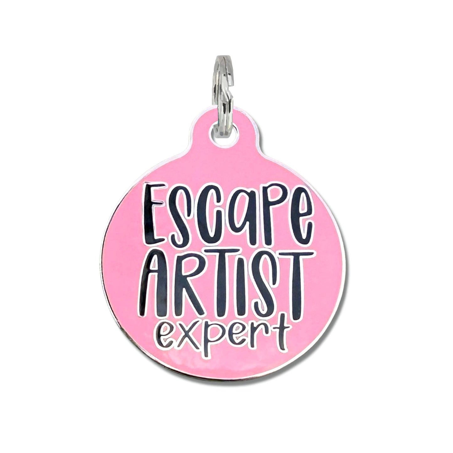 Dog Tag Collar Charm - Escape Artist Expert - QR Code