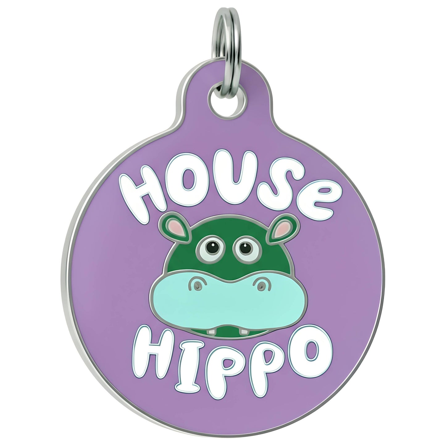 Pet ID Tag - House Hippo *Purple - QR CODE