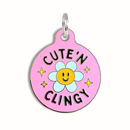 Dog ID Tag w/QR Code - Cute N Clingy Pink