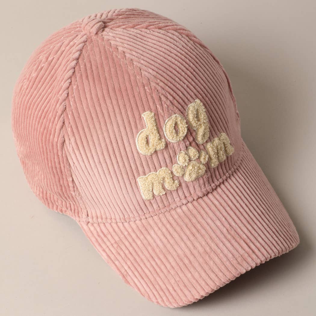 Dog Mom Chenille Patch Corduroy Baseball Cap