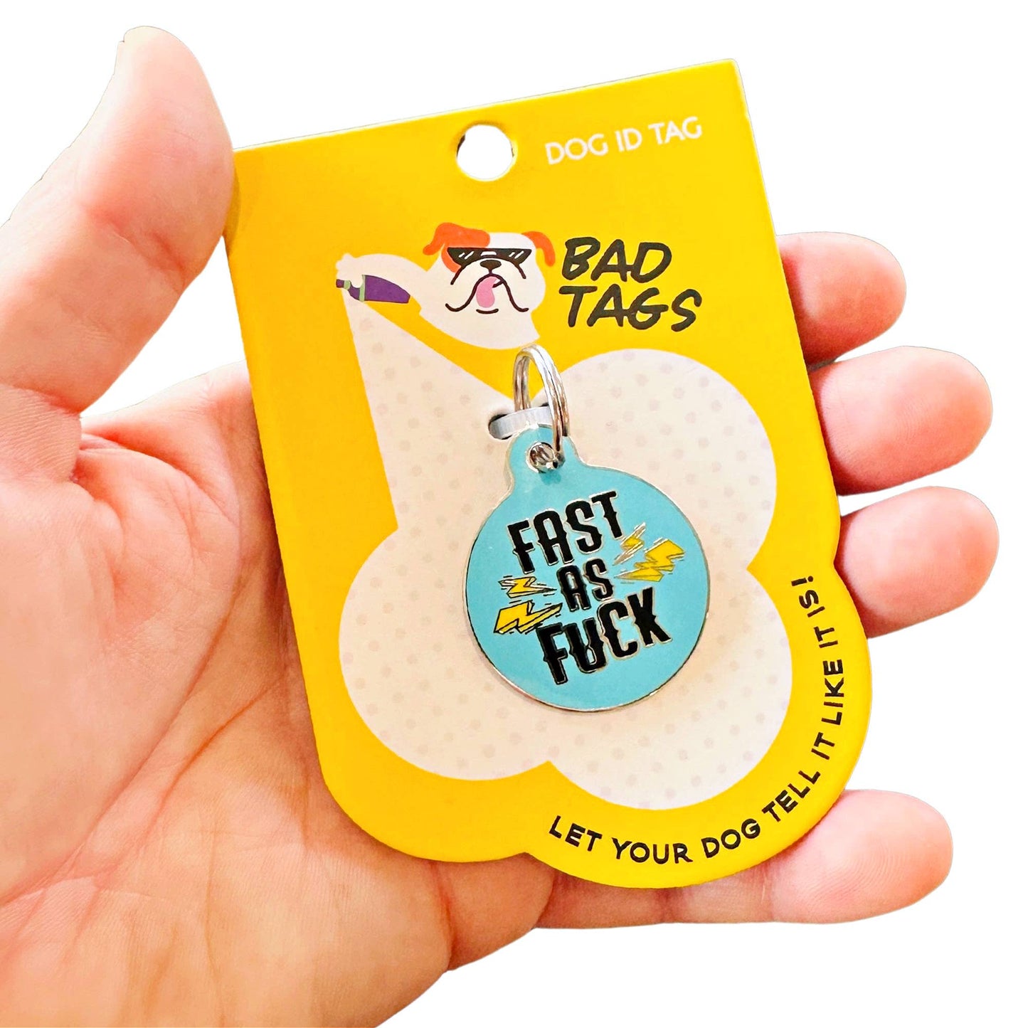 Dog Tag Collar Charm - Fast As F*** - QR Code