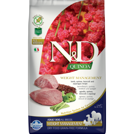 Farmina Dog Dry GF QUINOA
Weight Management Lamb
Medium & Maxi 5.5#