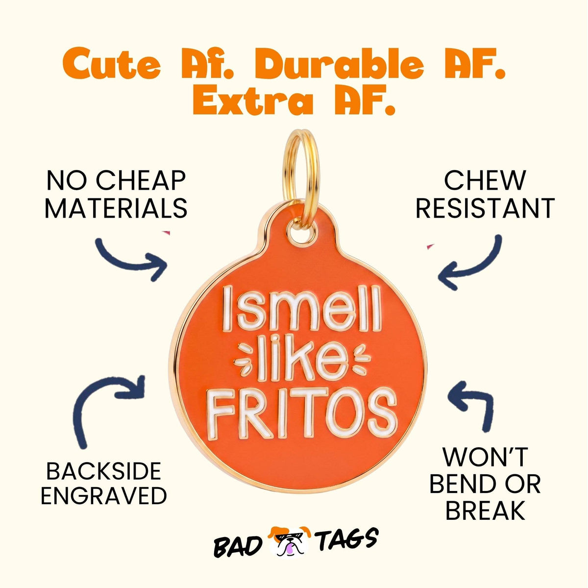 Funny Dog Tag Charm & Pet ID Tag - I Smell Like Fritos