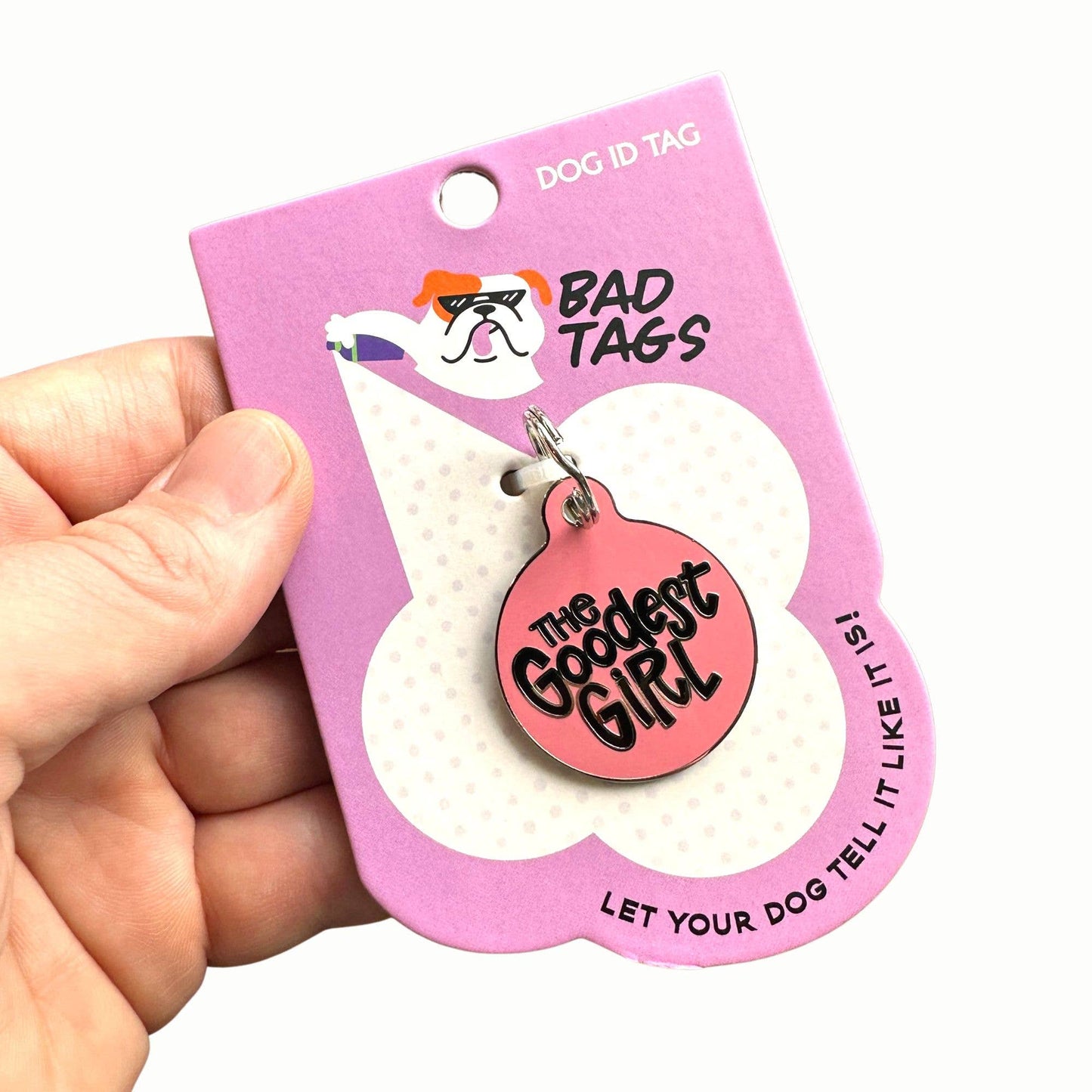 Dog Tag Collar Charm - The Goodest Girl - QR Code