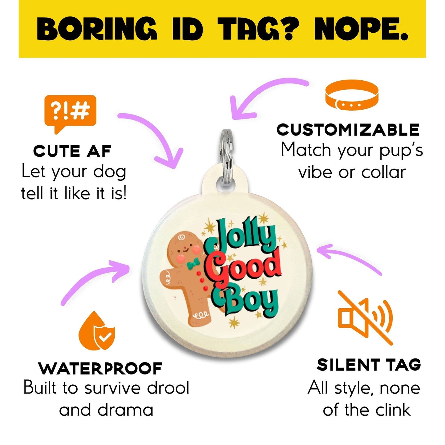 Holiday Dog Collar Charm - Jolly Good Boy
