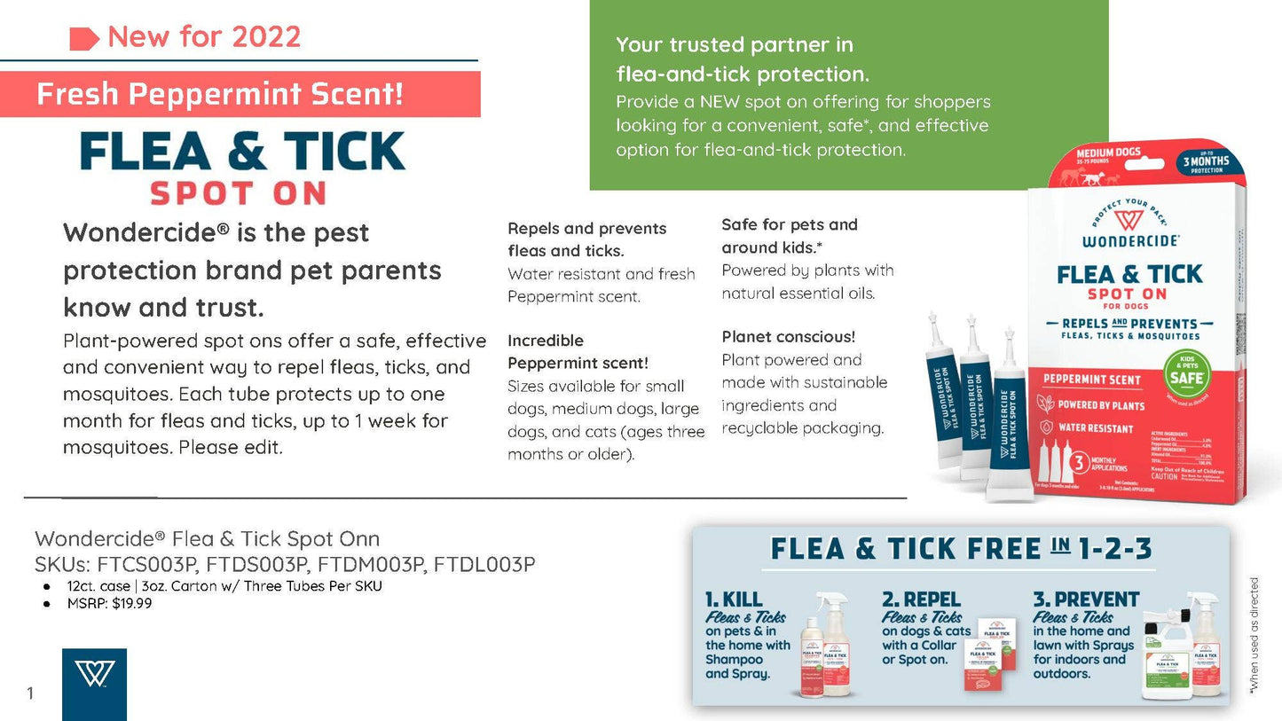 Wondercide Flea & Tick Spot On for Dogs - Large - Peppermint