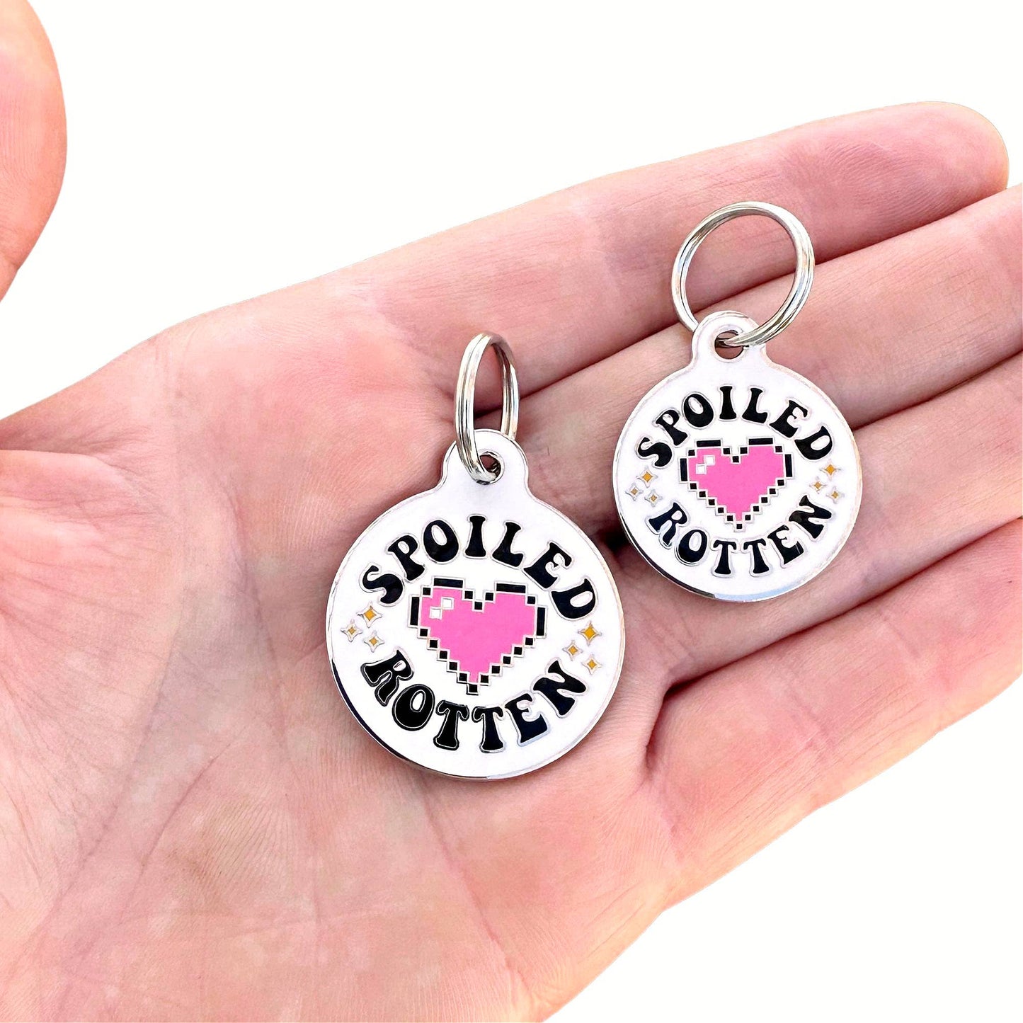 Dog Tag Collar Charm - Spoiled Rotten - QR Code