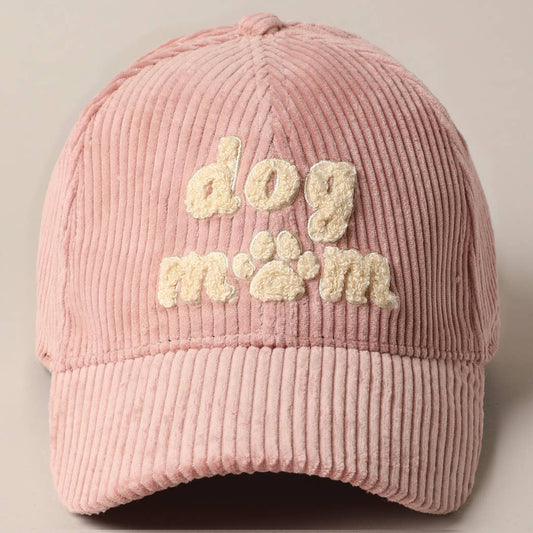Dog Mom Chenille Patch Corduroy Baseball Cap