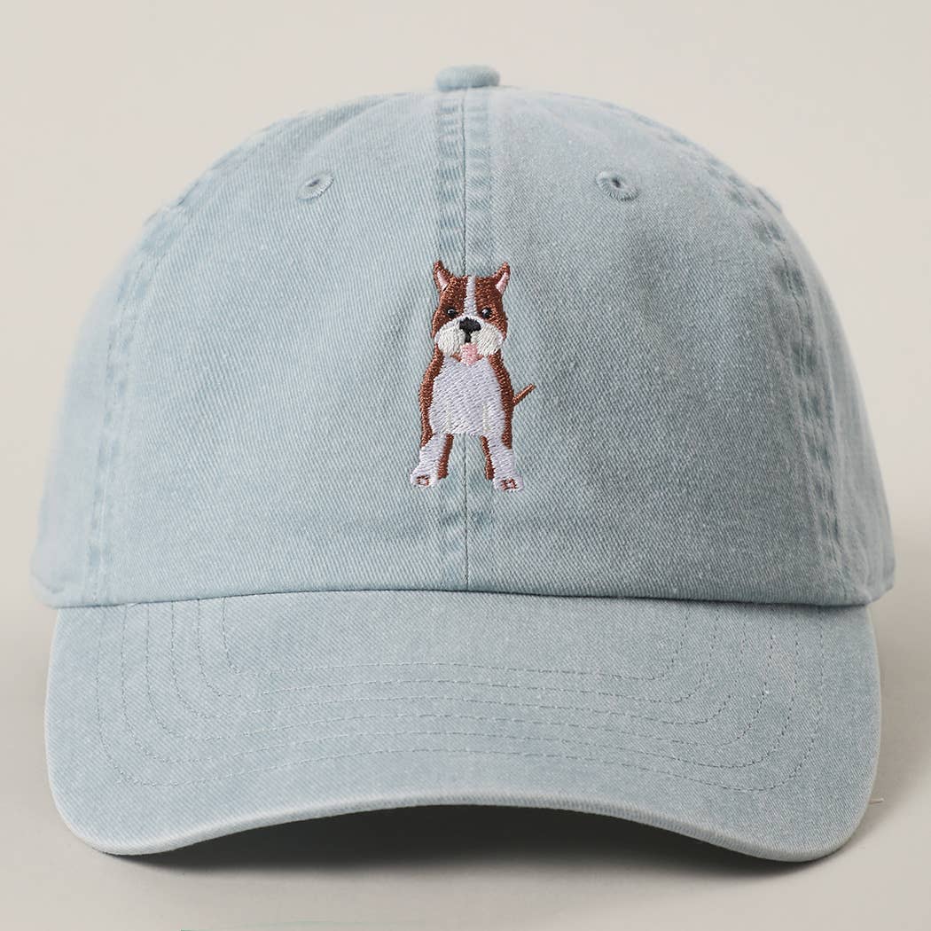 BROWN Pit Bull Embroidered Pigment Dyed Cotton Baseball Cap