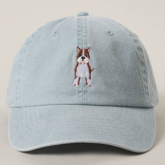BROWN Pit Bull Embroidered Pigment Dyed Cotton Baseball Cap