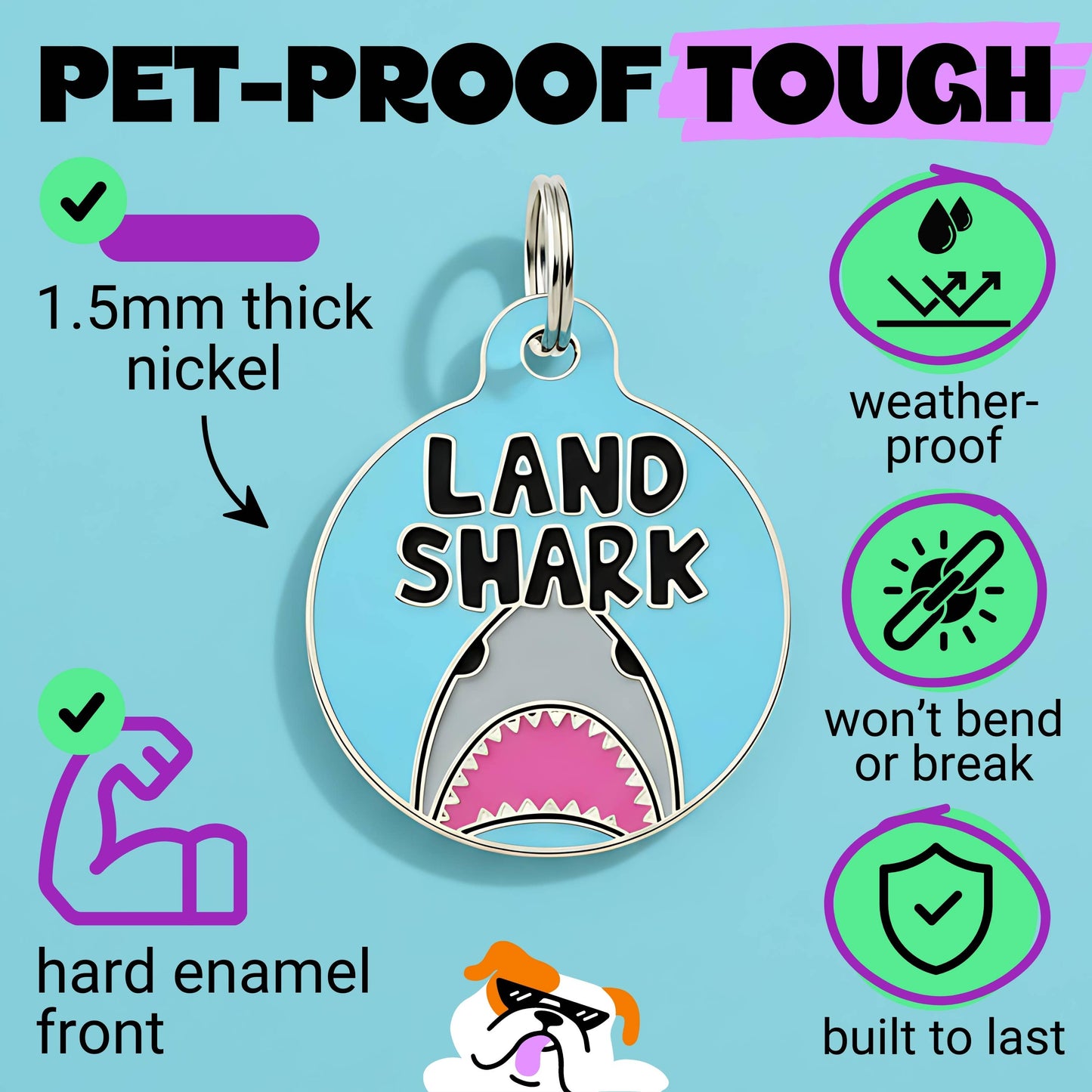 Pet ID Tag - Land Shark - QR CODE