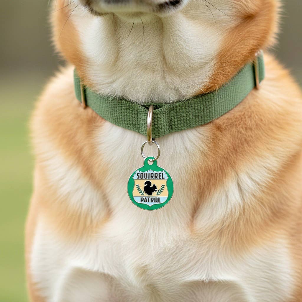 Pet ID Tag - Squirrel Patrol *Green - QR CODE