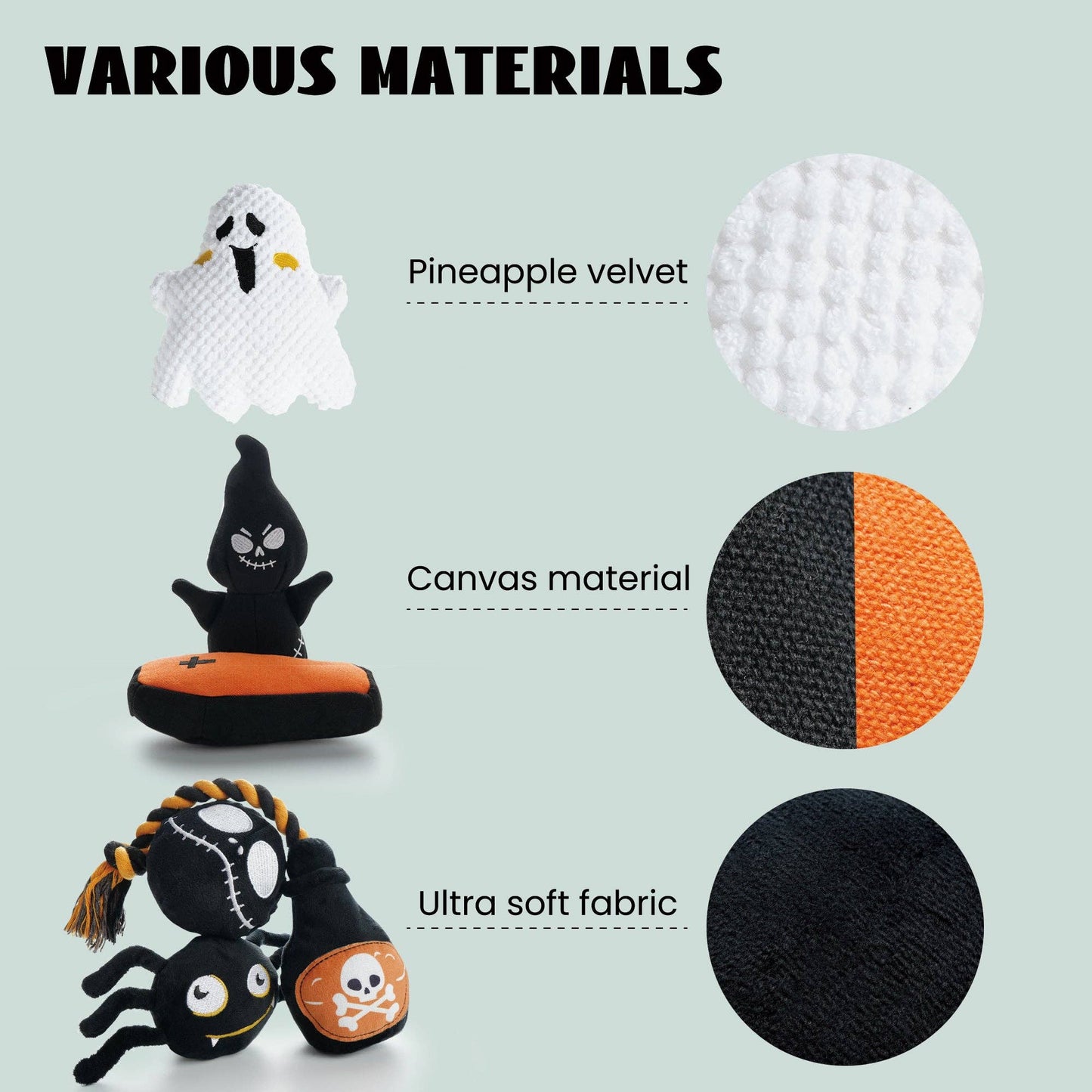 Nocciola 6 PCS Halloween Dog Squeaky Toys for Aggressive chewers