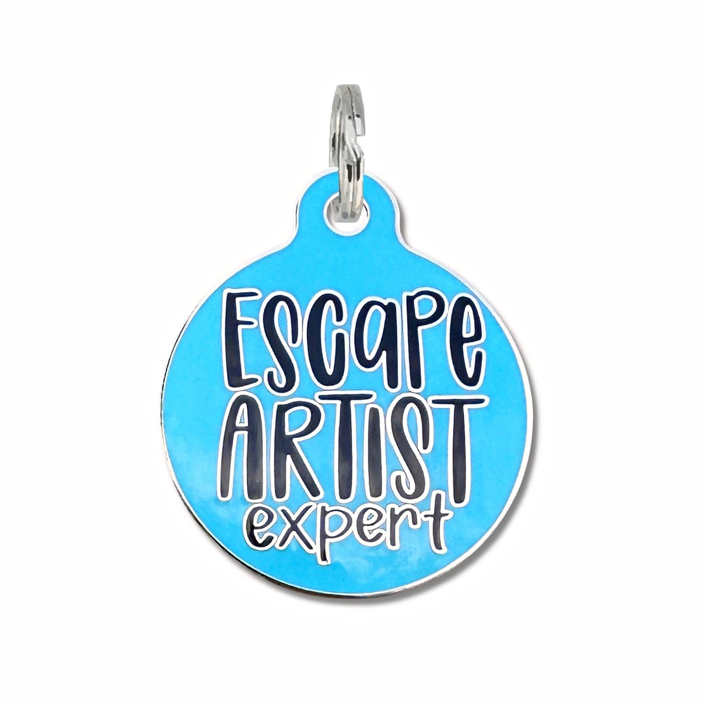 Dog Tag Collar Charm - Escape Artist Expert - QR Code