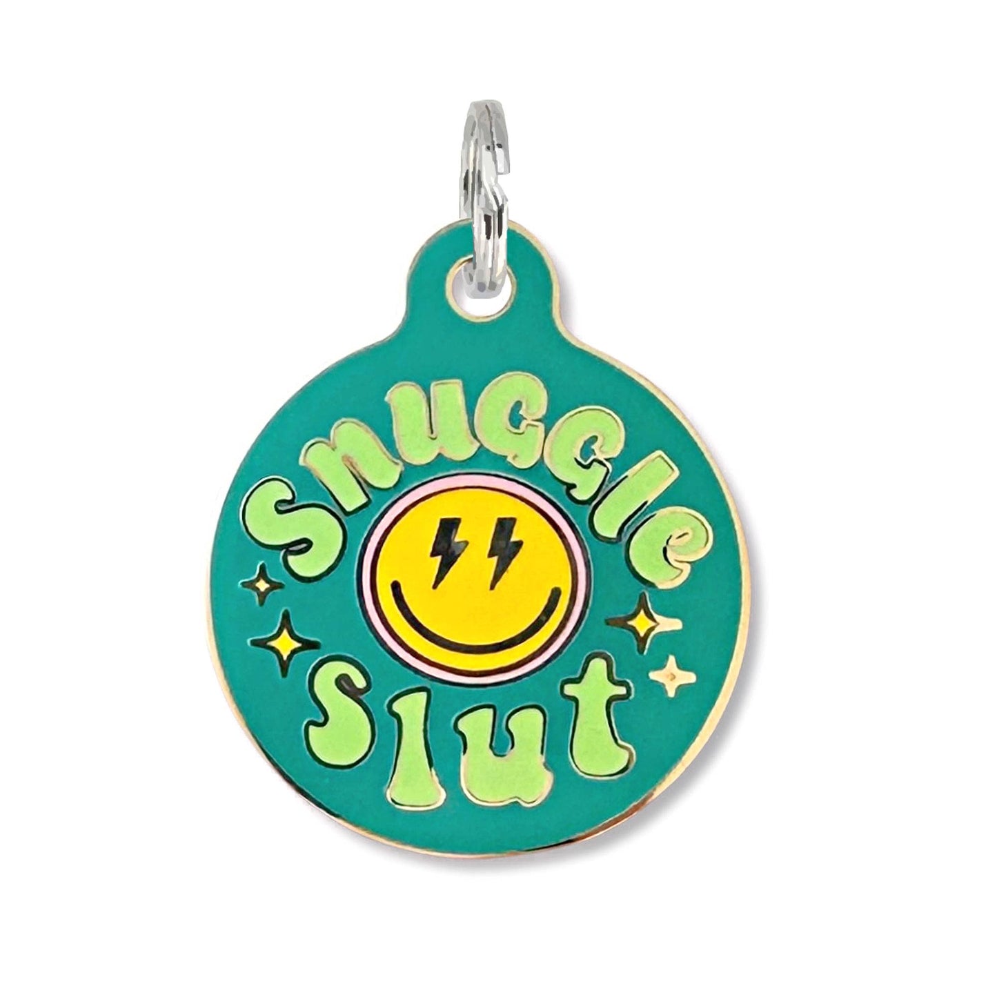 Funny Dog ID Tag with Personalized QR Code - Snuggle Slut