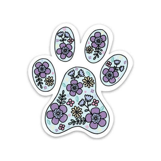 Paw Print Sticker - Floral Dog